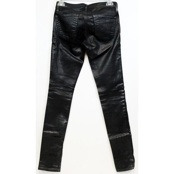 AG Adriano Goldschmied Women Black Shiny sz Jeans 26R Legging Pants Super Skinny - Picture 3 of 8